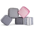 Simpli Home Grady Boho Square Pouf in Blue and Natural Handloom Woven