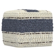 Simpli Home Grady Boho Square Pouf in Blue and Natural Handloom Woven