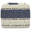 Simpli Home Grady Boho Square Pouf in Blue and Natural Handloom Woven