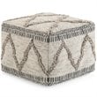 Simpli Home Sweeney Boho Square Pouf in Gray and Natural Handloom Woven Pattern
