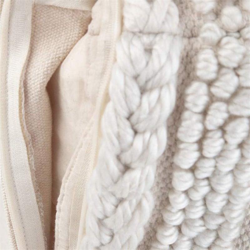 Sommer Boho Square Pouf in Natural Handloom Woven Pattern