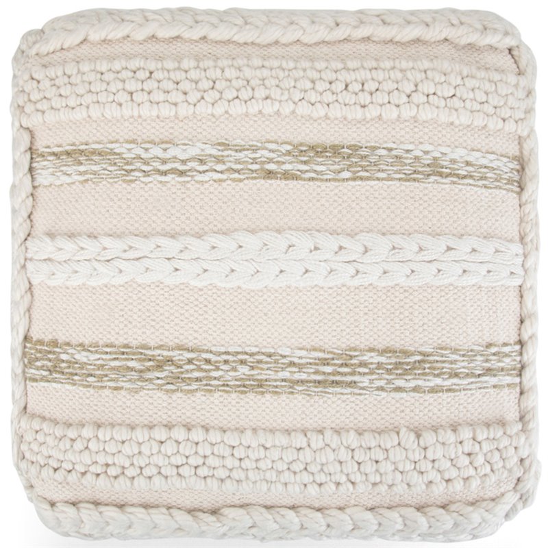 Sommer Boho Square Pouf in Natural Handloom Woven Pattern