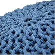 Simpli Home Nikki Boho Round Hand Knit Pouf in Blue and Navy Blue Cotton