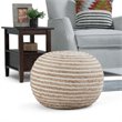 Simpli Home Yolanda Boho Round Pouf in Natural JUTE Fabric