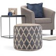 Simpli Home Edgeley Boho Round Pouf in Gray and Natural Woven Braided Jute