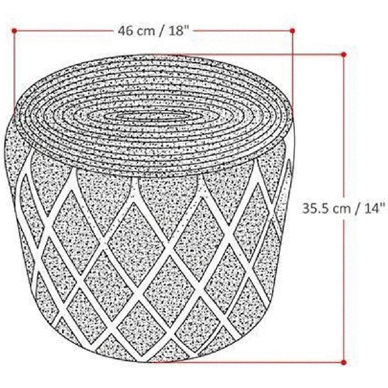 Simpli Home Edgeley Boho Round Pouf in Gray and Natural Woven Braided Jute