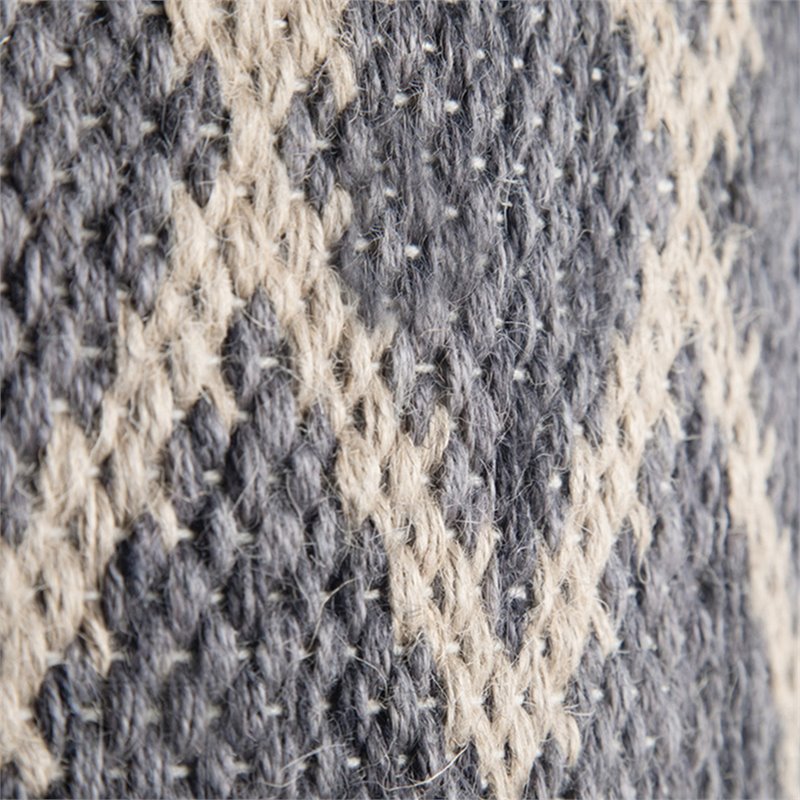 Simpli Home Edgeley Boho Round Pouf in Gray and Natural Woven Braided Jute