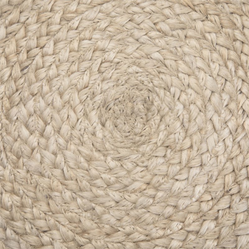 Simpli Home Edgeley Boho Round Pouf in Gray and Natural Woven Braided Jute