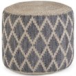 Simpli Home Edgeley Boho Round Pouf in Gray and Natural Woven Braided Jute