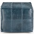 Simpli Home Manning Boho Square Pouf in Teal Genuine Leather