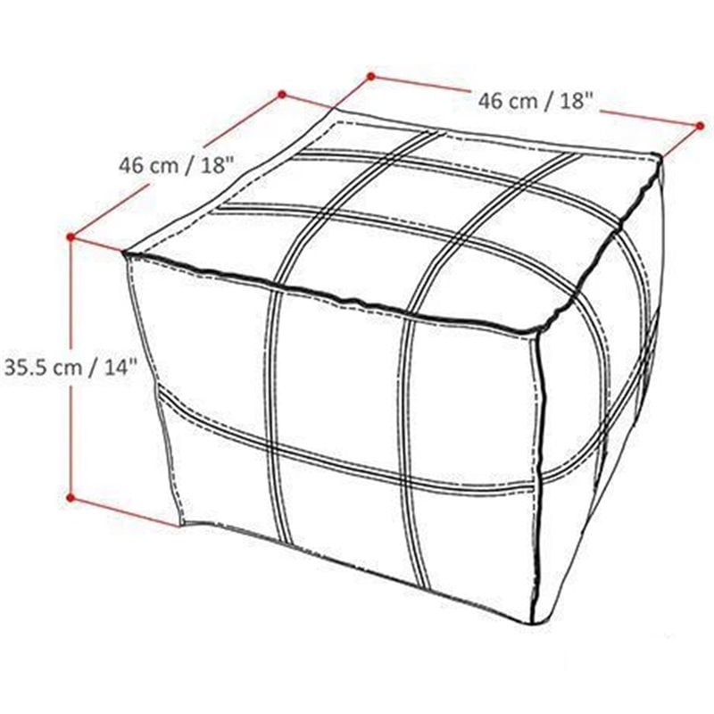 Simpli Home Manning Boho Square Pouf in Teal Genuine Leather