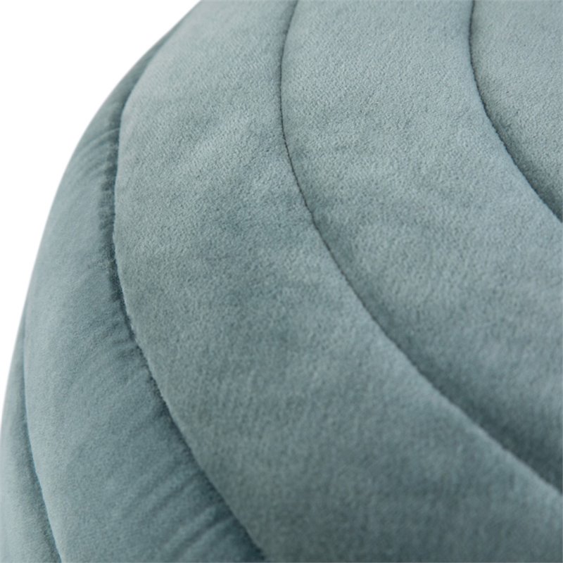 Simpli Home Vivienne Boho Round Pouf in Turquoise Velvet Fabric