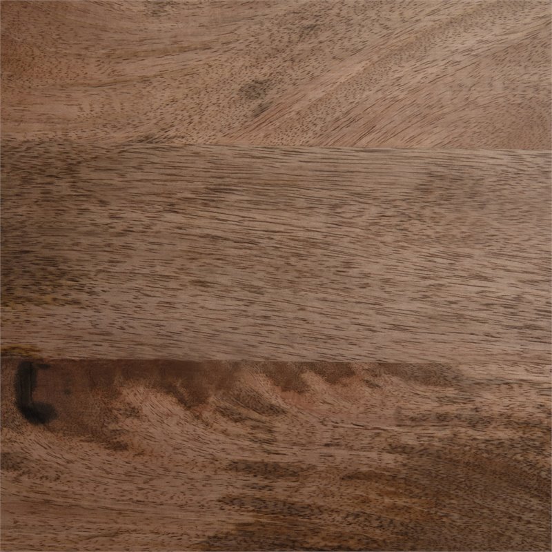 Simpli Home Abba Solid Wood and Brass Square Coffee Table in Dark Brown