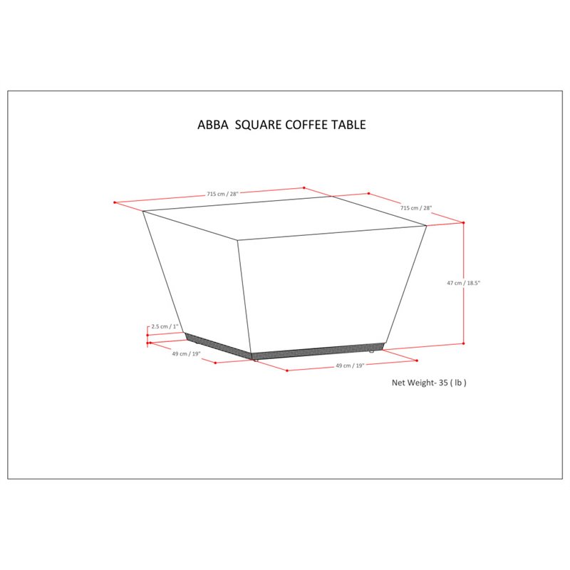 Simpli Home Abba Solid Wood and Brass Square Coffee Table in Dark Brown