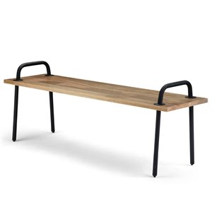 simpli home berkeley solid mango wood living room bench in natural