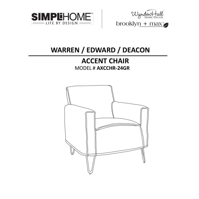 Simpli Home Warren Solid Wood Accent Chair with Hairpin Legs in Slate Gray