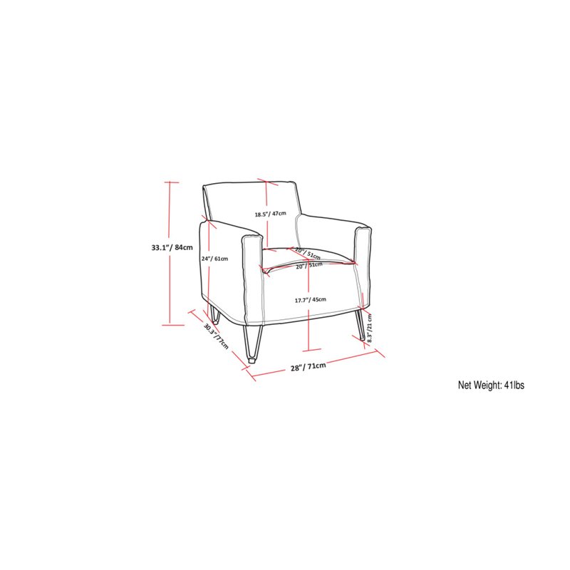 Simpli Home Warren Solid Wood Accent Chair with Hairpin Legs in Slate Gray