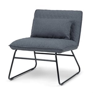 Simpli Home Burke 25 &quot Modern Accent chair with Lumbar Pillow in Gray Linen Look Fabric