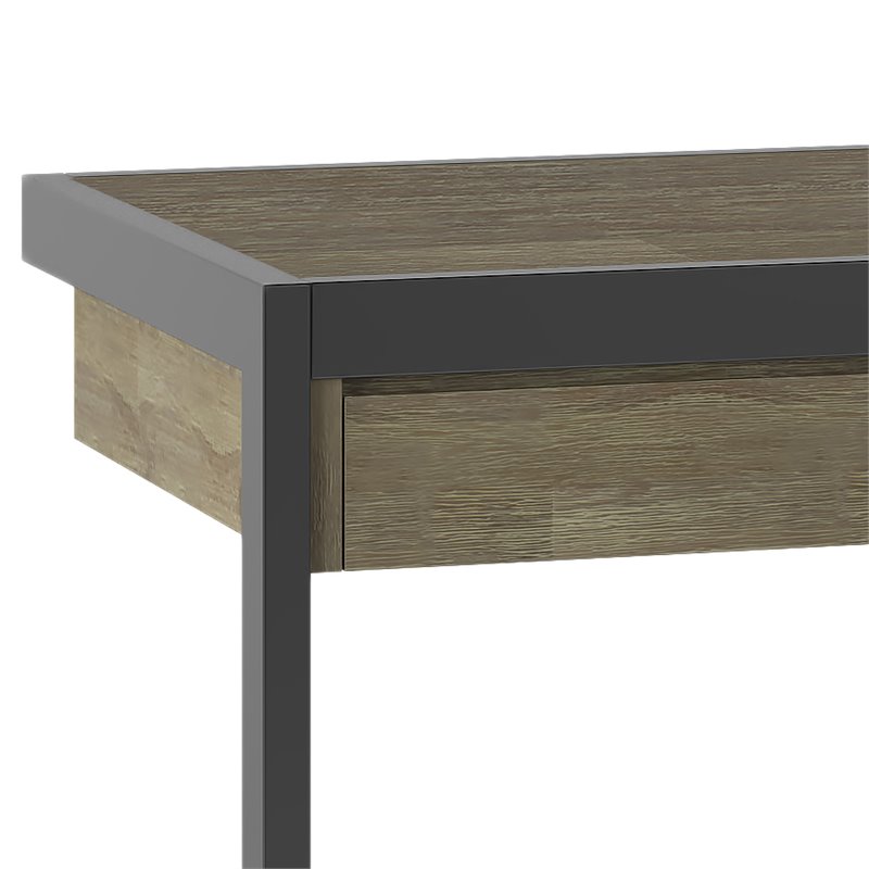 Erina Solid Acacia Wood Small Desk in Distressed Charcoal Brown