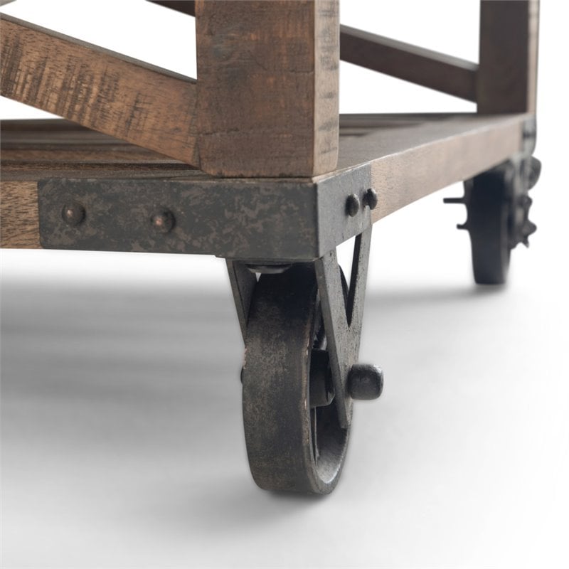 Simpli Home Harding Solid Mango Wood Square Coffee Table - Distressed Dark Brown