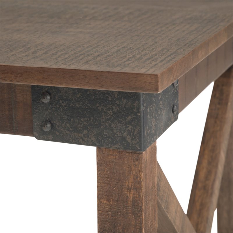 Simpli Home Harding Solid Mango Wood End Table in Distressed Dark Brown