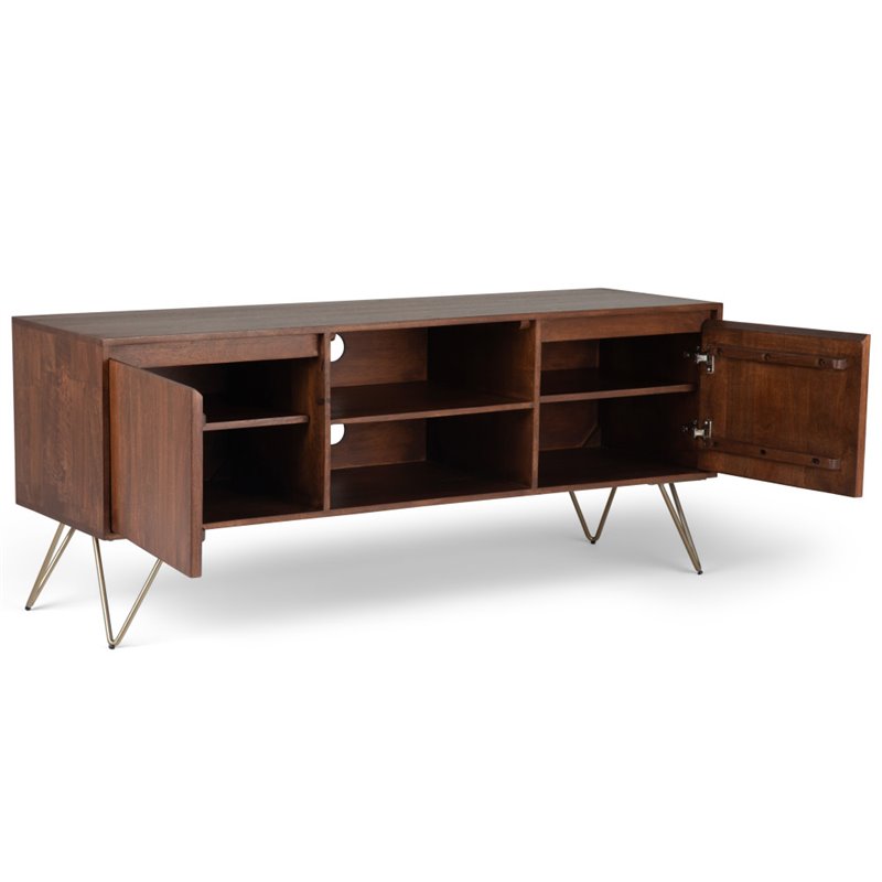 Hunter SOLID MANGO WOOD TV Media Stand in Umber Brown Stain For TVs up to 65 in