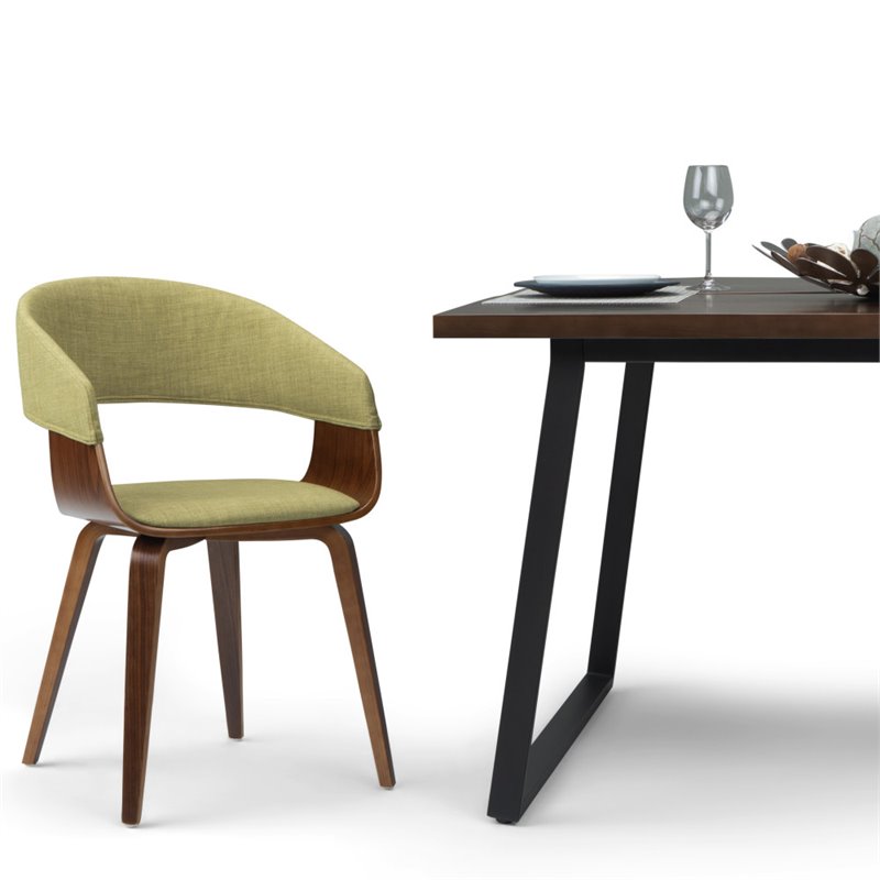 Simpli Home Lowell Solid Wood Dining Chair in Acid Green Linen