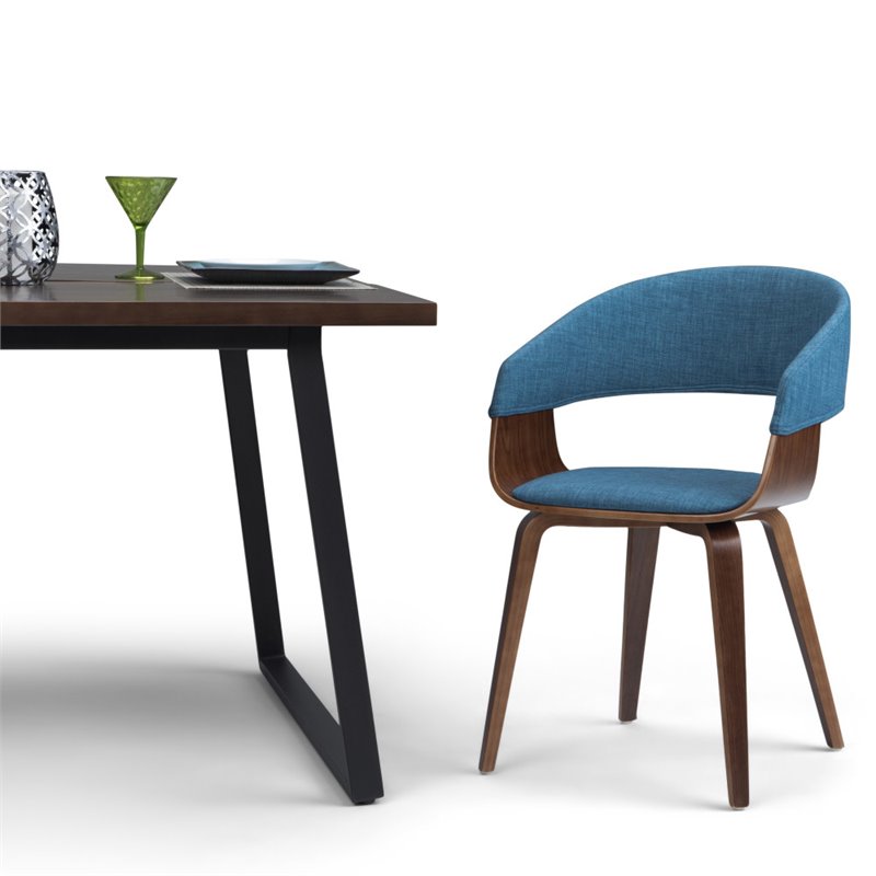Simpli Home Lowell Contemporary Solid Wood Dining Chair in Blue