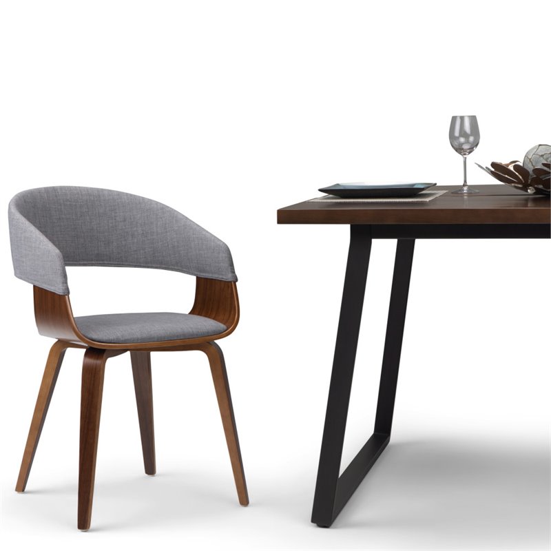 Simpli Home Lowell Solid Wood Dining Chair in Light Gray Linen