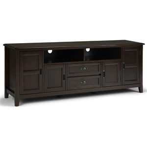 Simpli Home Burlington Wood 72&quot Transitional TV Media Stand in Mahogany Brown For TVs up to 80&quot