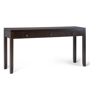Cosmopolitan 60&quotWD Solid Wood Contemporary Console Sofa Table in Mahogany Brown