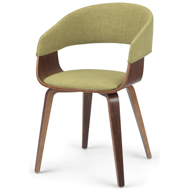 Simpli Home Lowell Modern Industrial 7 Pc Dining Set with 6 Upholstered Bentwood Dining Chairs in Acid Green