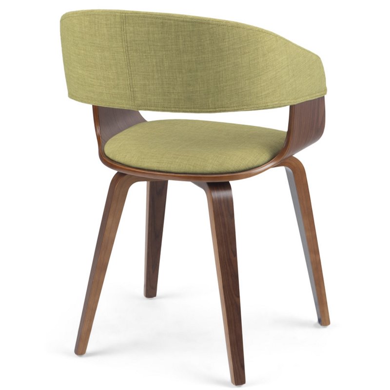 Simpli Home Lowell Modern Industrial 7 Pc Dining Set with 6 Upholstered Bentwood Dining Chairs in Acid Green