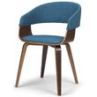 Simpli Home Lowell Modern Industrial 7 Pc Dining Set with 6 Upholstered Bentwood Dining Chairs in Blue
