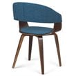 Simpli Home Lowell Modern Industrial 7 Pc Dining Set with 6 Upholstered Bentwood Dining Chairs in Blue