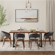 Lowell 7Pc Dining Set with 6Upholstered Dining Chairs in Natural & Charcoal Gray