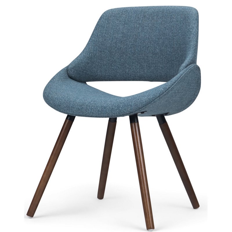 Simpli Home Malden Modern Industrial 7 Pc Dining Set with 6 Upholstered Bentwood Dining Chairs in Denim Blue