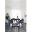 Simpli Home Malden Modern Industrial 7 Pc Dining Set with 6 Upholstered Bentwood Dining Chairs in Denim Blue