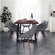 Simpli Home Malden Modern Industrial 7 Pc Dining Set with 6 Upholstered Bentwood Dining Chairs in Gray
