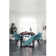 Simpli Home Malden Modern Industrial 7 Pc Dining Set with 6 Upholstered Bentwood Dining Chairs in Turquoise Blue