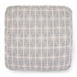 Simpli Home Noreen Boho Square Pouf in Light Blue and White Handloom Woven Pattern