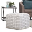 Simpli Home Noreen Boho Square Pouf in Light Blue and White Handloom Woven Pattern