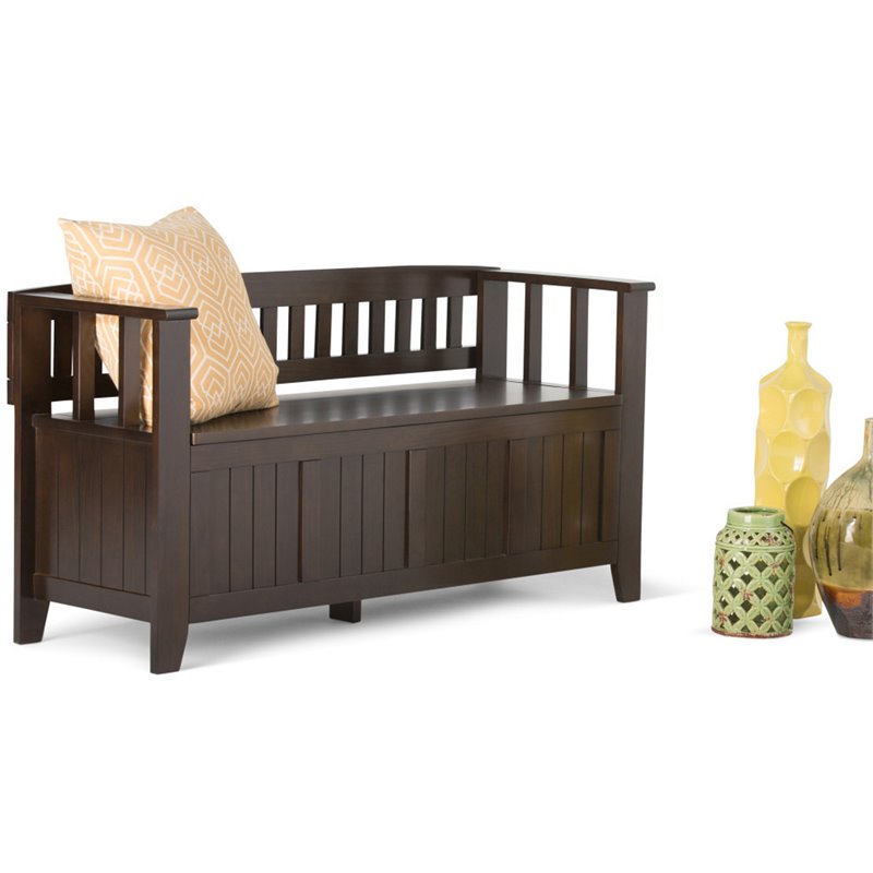 Simpli Home Acadian Wood 48" Transitional Entryway Bench in