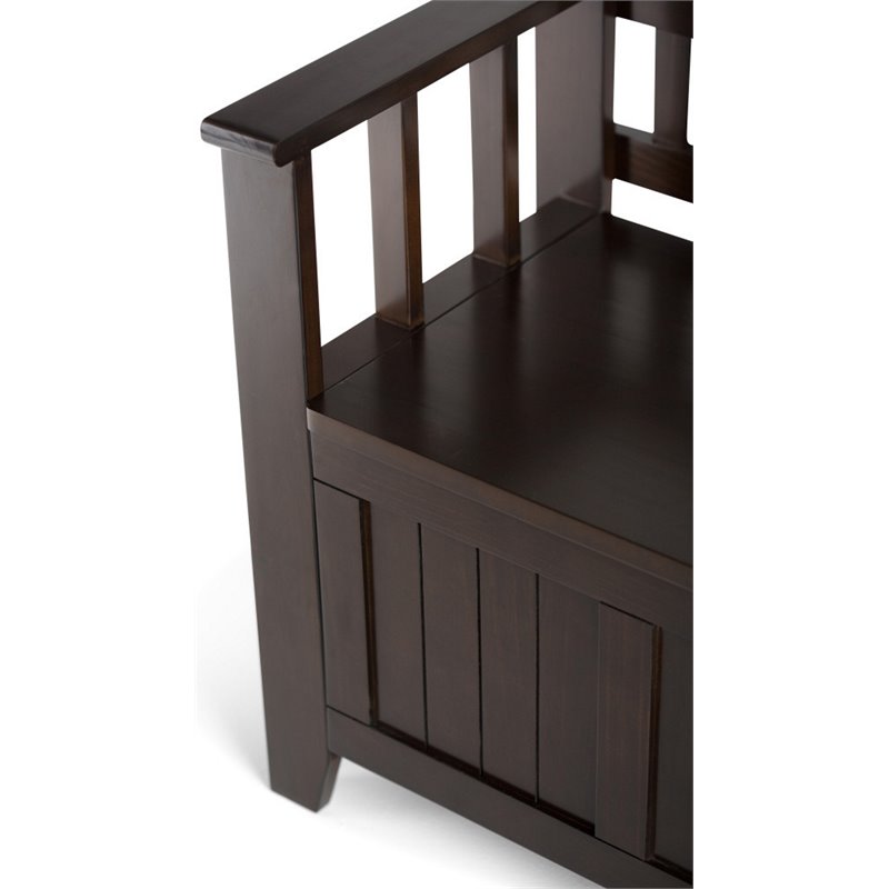 Simpli Home Acadian Solid Wood Entryway Lift-Top Storage Bench in