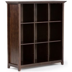 simpli home acadian wood transitional 9 cube bookcase and unit in brunette brown