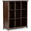 Simpli Home Acadian Wood Transitional 9 Cube Bookcase and Unit in Brunette Brown