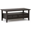 Simpli Home Amherst Solid Wood Coffee Table with Drawers in Hickory Brown