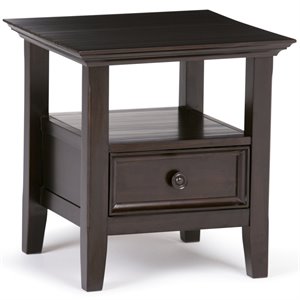 Simpli Home Amherst Wood 19&quot Square Transitional End Table in Hickory Brown