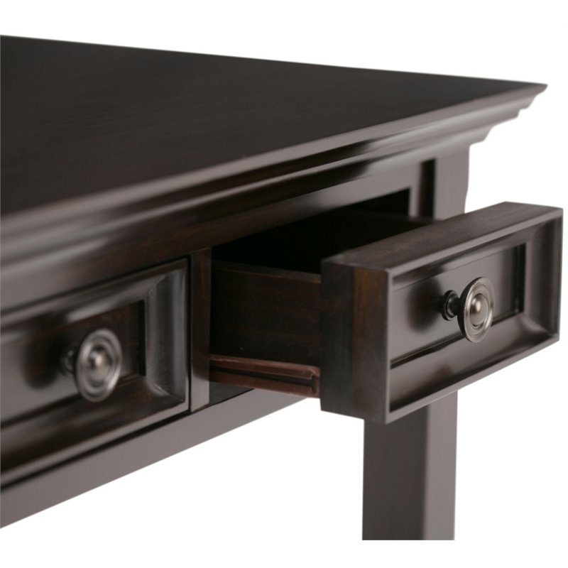 Simpli Home Amherst Solid Wood Desk in Hickory Brown