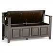 Simpli Home Amherst Solid Wood Entryway Lift-Top Storage Bench in Hickory Brown